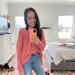 Waffle Knit Pink Sweater